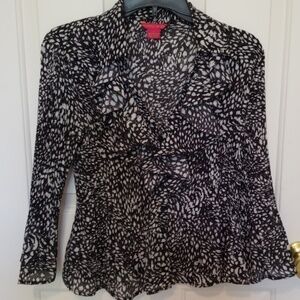 Sunny Leigh Black and White Ruffle Top NWOT